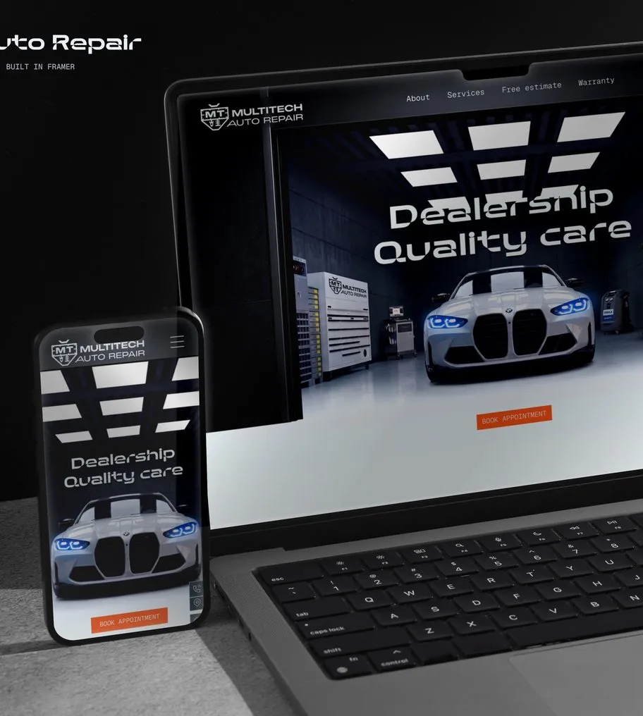 Multitech Auto Repair website, built in Framer