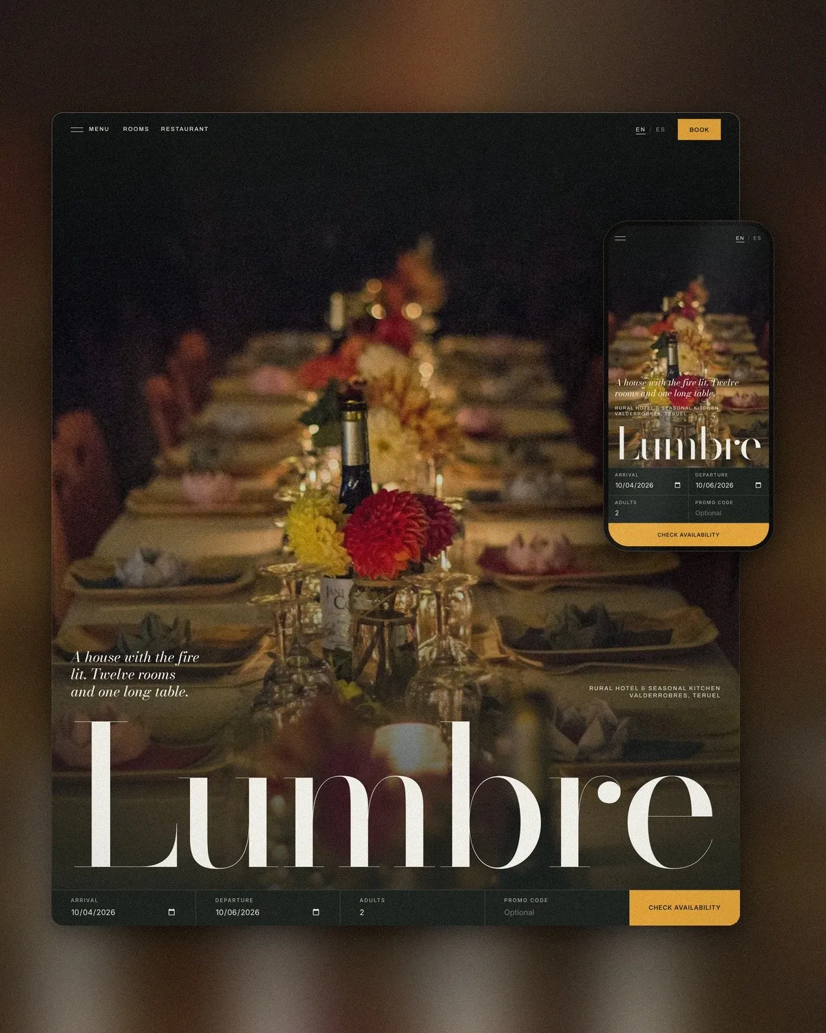 Lumbre, a Framer template by Miguel Recio, on desktop and phone