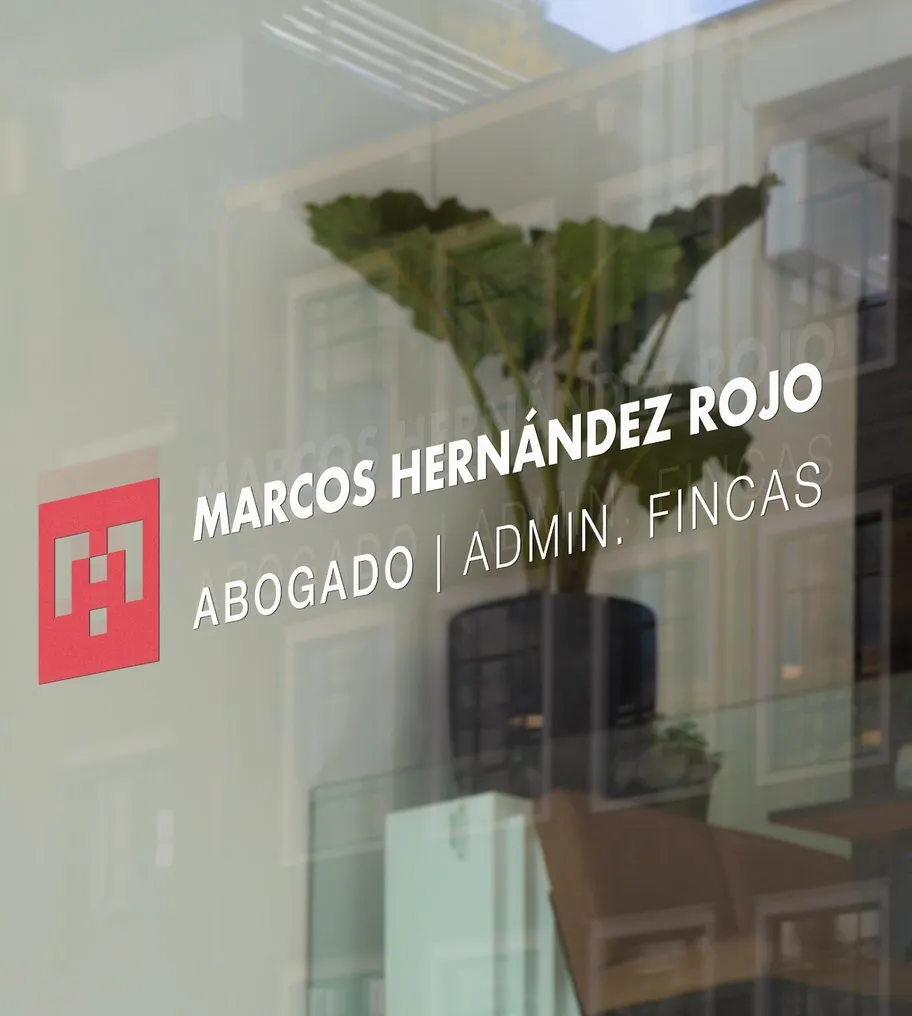 Marcos Hernández Rojo’s brand identity on his office window