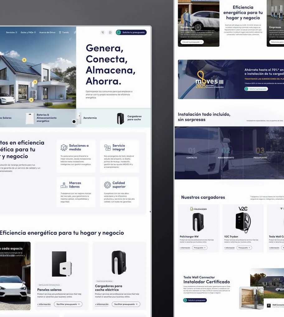 Screens of the Etrica website